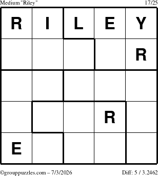 The grouppuzzles.com Medium Riley puzzle for Friday July 3, 2026