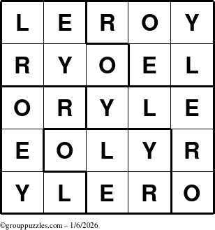 The grouppuzzles.com Answer grid for the Leroy puzzle for Tuesday January 6, 2026