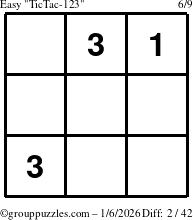 The grouppuzzles.com Easy TicTac-123 puzzle for Tuesday January 6, 2026