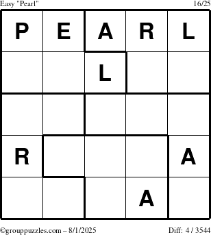 The grouppuzzles.com Easy Pearl puzzle for Friday August 1, 2025