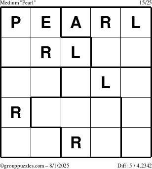 The grouppuzzles.com Medium Pearl puzzle for Friday August 1, 2025
