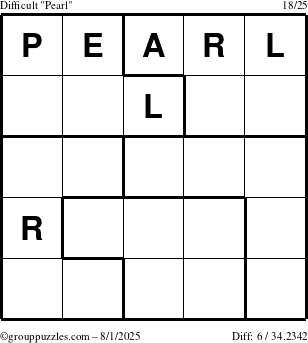 The grouppuzzles.com Difficult Pearl puzzle for Friday August 1, 2025