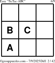 The grouppuzzles.com Easy TicTac-ABC puzzle for Wednesday July 9, 2025