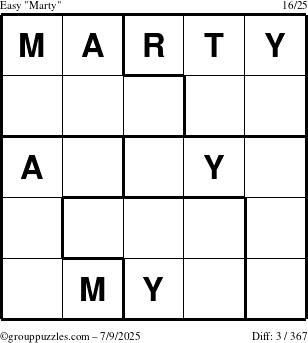 The grouppuzzles.com Easy Marty puzzle for Wednesday July 9, 2025