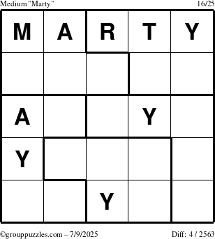 The grouppuzzles.com Medium Marty puzzle for Wednesday July 9, 2025