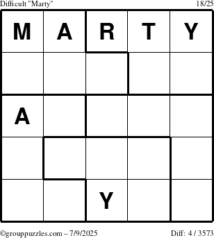 The grouppuzzles.com Difficult Marty puzzle for Wednesday July 9, 2025