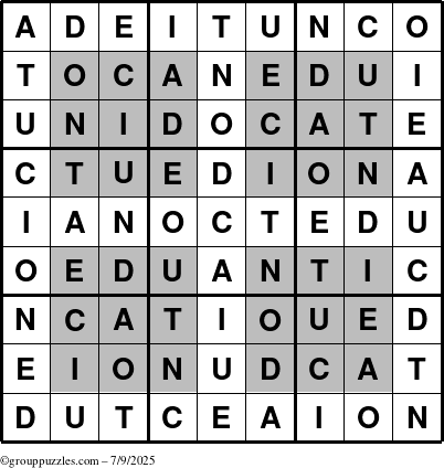 The grouppuzzles.com Answer grid for the HyperEducation-i23 puzzle for Wednesday July 9, 2025