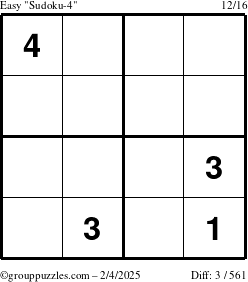 The grouppuzzles.com Easy Sudoku-4 puzzle for Tuesday February 4, 2025