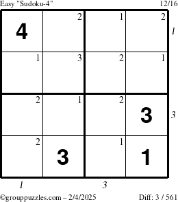 The grouppuzzles.com Easy Sudoku-4 puzzle for Tuesday February 4, 2025 with all 3 steps marked