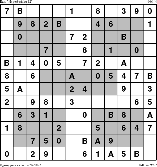 The grouppuzzles.com Easy HyperSudoku-12 puzzle for Tuesday February 4, 2025