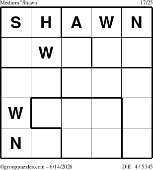 The grouppuzzles.com Medium Shawn puzzle for Sunday June 14, 2026