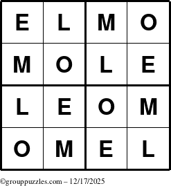 The grouppuzzles.com Answer grid for the Elmo puzzle for Wednesday December 17, 2025