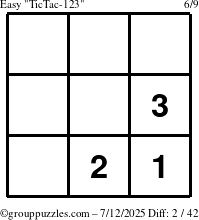The grouppuzzles.com Easy TicTac-123 puzzle for Saturday July 12, 2025