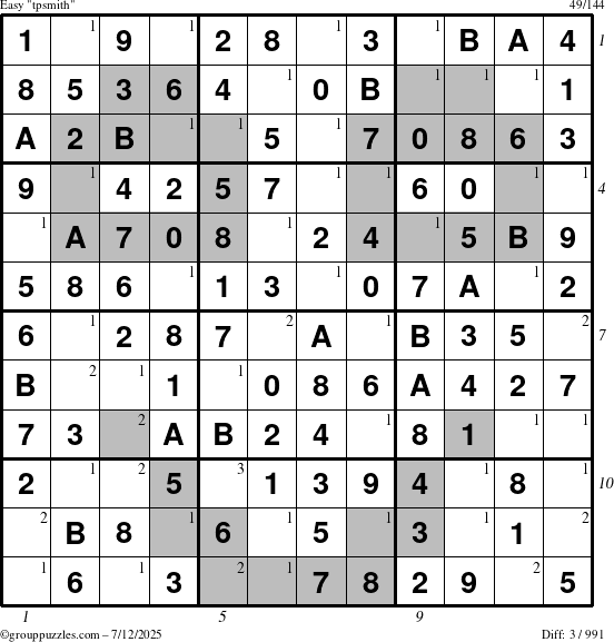 The grouppuzzles.com Easy tpsmith puzzle for Saturday July 12, 2025 with all 3 steps marked