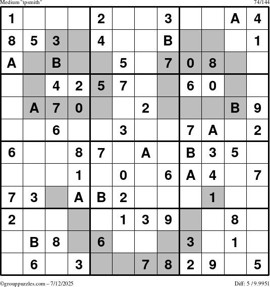 The grouppuzzles.com Medium tpsmith puzzle for Saturday July 12, 2025