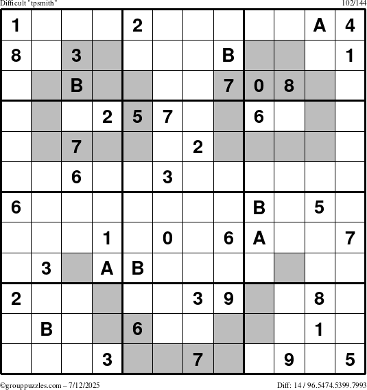 The grouppuzzles.com Difficult tpsmith puzzle for Saturday July 12, 2025