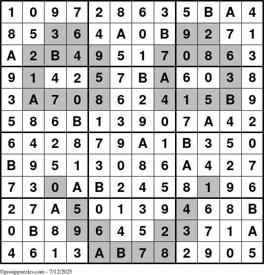 The grouppuzzles.com Answer grid for the tpsmith puzzle for Saturday July 12, 2025