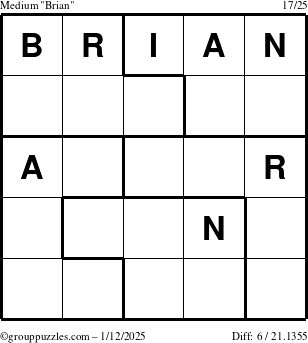 The grouppuzzles.com Medium Brian puzzle for Sunday January 12, 2025