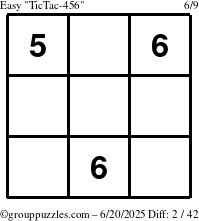 The grouppuzzles.com Easy TicTac-456 puzzle for Friday June 20, 2025