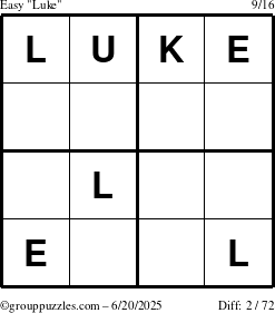 The grouppuzzles.com Easy Luke puzzle for Friday June 20, 2025