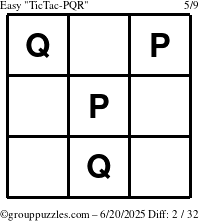 The grouppuzzles.com Easy TicTac-PQR puzzle for Friday June 20, 2025