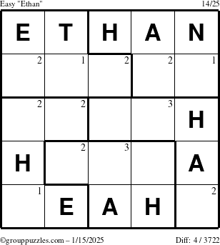 The grouppuzzles.com Easy Ethan puzzle for Wednesday January 15, 2025 with the first 3 steps marked