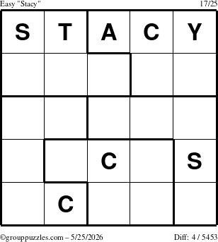 The grouppuzzles.com Easy Stacy puzzle for Monday May 25, 2026