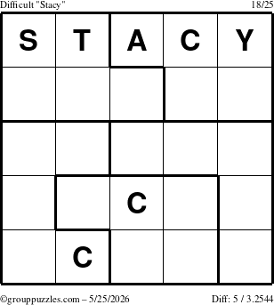 The grouppuzzles.com Difficult Stacy puzzle for Monday May 25, 2026