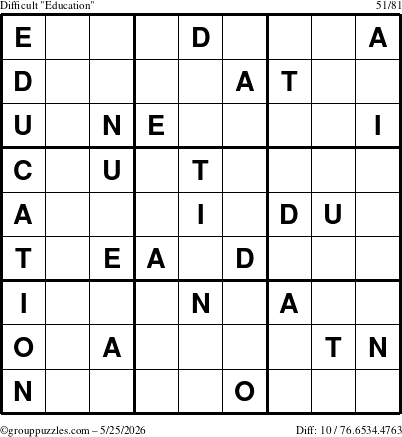 The grouppuzzles.com Difficult Education-c1 puzzle for Monday May 25, 2026