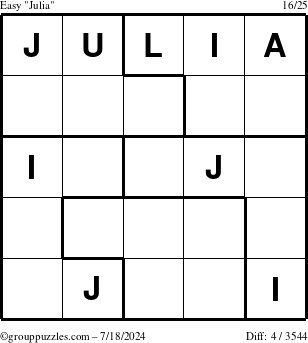 The grouppuzzles.com Easy Julia puzzle for Thursday July 18, 2024