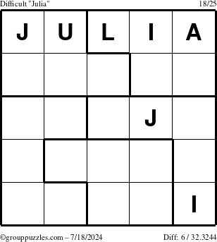 The grouppuzzles.com Difficult Julia puzzle for Thursday July 18, 2024