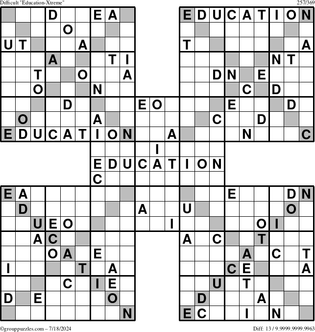 The grouppuzzles.com Difficult Education-Xtreme puzzle for Thursday July 18, 2024