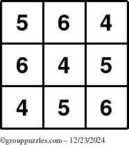 The grouppuzzles.com Answer grid for the TicTac-456 puzzle for Monday December 23, 2024