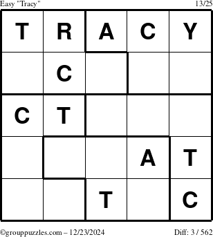 The grouppuzzles.com Easy Tracy puzzle for Monday December 23, 2024