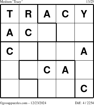 The grouppuzzles.com Medium Tracy puzzle for Monday December 23, 2024