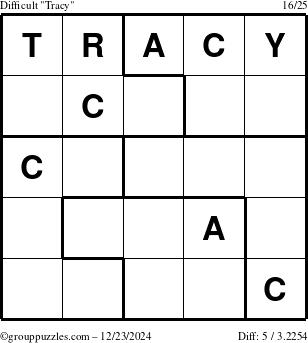 The grouppuzzles.com Difficult Tracy puzzle for Monday December 23, 2024