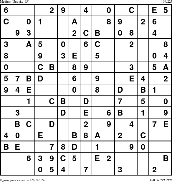 The grouppuzzles.com Medium Sudoku-15 puzzle for Monday December 23, 2024