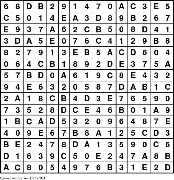 The grouppuzzles.com Answer grid for the Sudoku-15 puzzle for Monday December 23, 2024