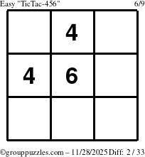 The grouppuzzles.com Easy TicTac-456 puzzle for Friday November 28, 2025