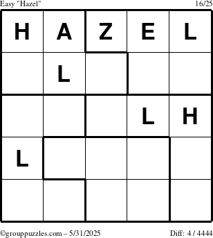 The grouppuzzles.com Easy Hazel puzzle for Saturday May 31, 2025