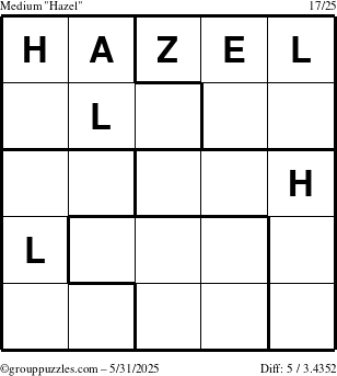 The grouppuzzles.com Medium Hazel puzzle for Saturday May 31, 2025