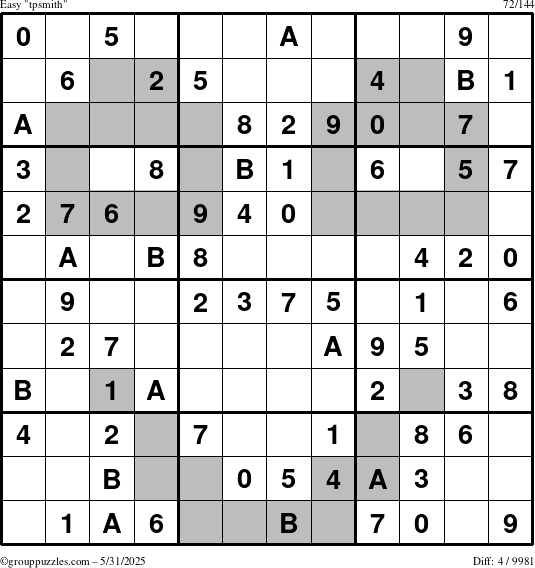 The grouppuzzles.com Easy tpsmith puzzle for Saturday May 31, 2025