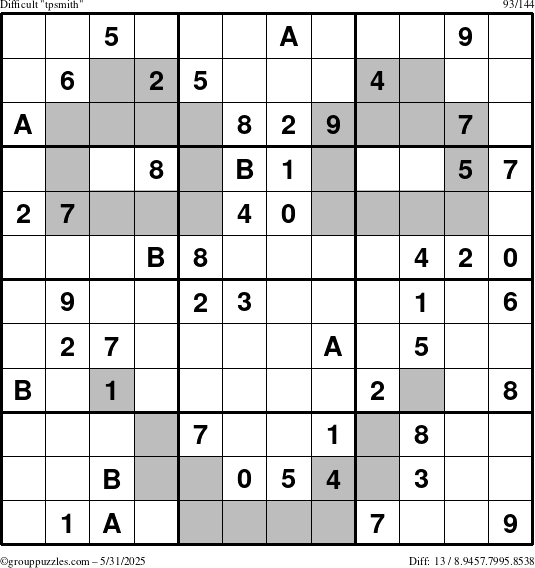 The grouppuzzles.com Difficult tpsmith puzzle for Saturday May 31, 2025