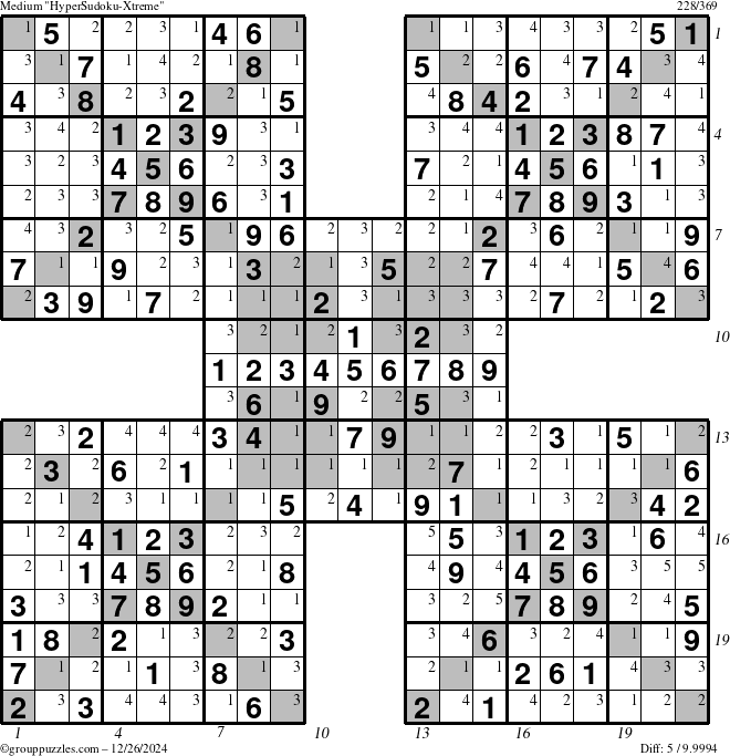 The grouppuzzles.com Medium cover-HyperXtreme puzzle for Thursday December 26, 2024 with all 5 steps marked