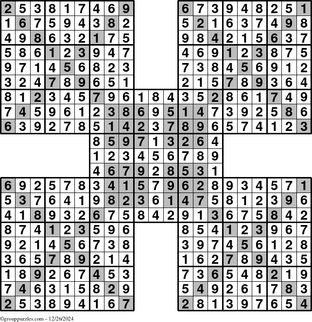 The grouppuzzles.com Answer grid for the cover-HyperXtreme puzzle for Thursday December 26, 2024