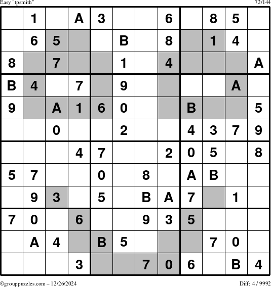 The grouppuzzles.com Easy tpsmith puzzle for Thursday December 26, 2024