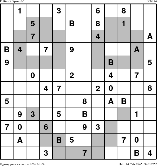 The grouppuzzles.com Difficult tpsmith puzzle for Thursday December 26, 2024