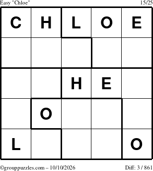 The grouppuzzles.com Easy Chloe puzzle for Saturday October 10, 2026