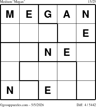 The grouppuzzles.com Medium Megan puzzle for Tuesday May 5, 2026