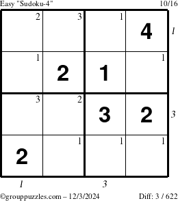 The grouppuzzles.com Easy Sudoku-4 puzzle for Tuesday December 3, 2024 with all 3 steps marked